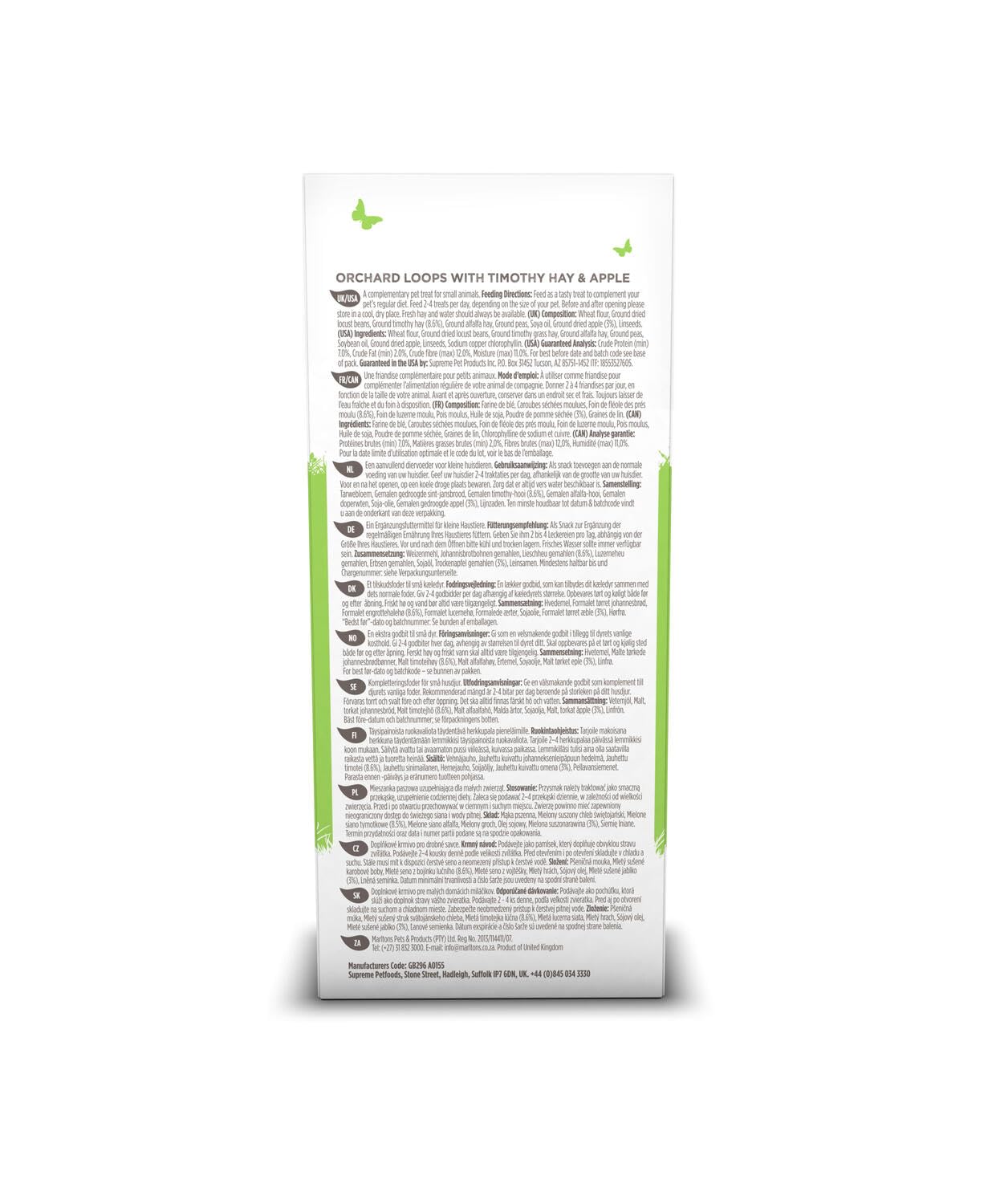 Supreme Petfoods Orchard Loops, ideal para alimentar a mano y fortalecer vínculo