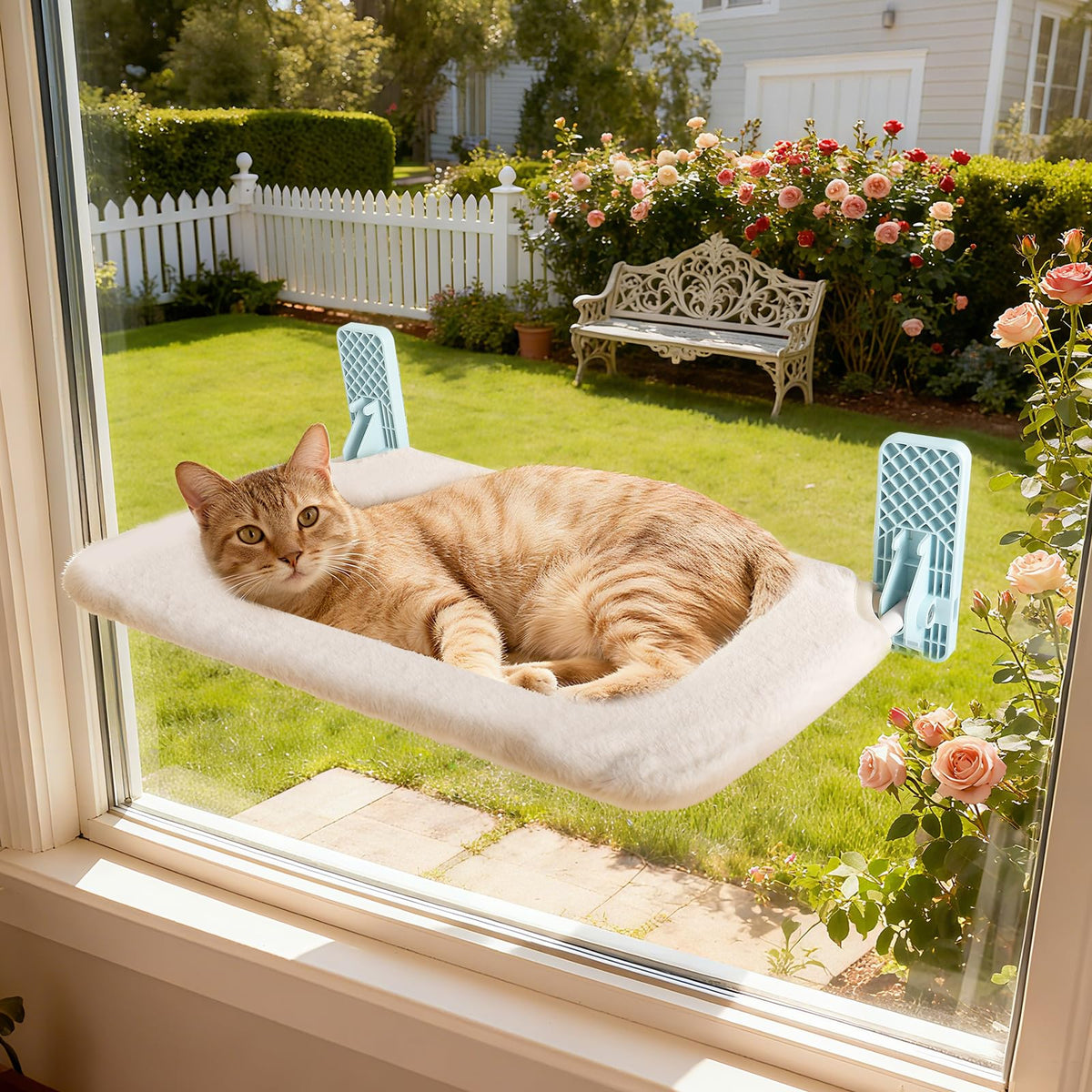Suupvaor hamaca de ventana para gato con adhesivo, descanso seguro junto a la ventana