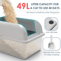 Caja de arena Suzzipaws acero inoxidable extra grande, limpieza fácil y durabilidad.
