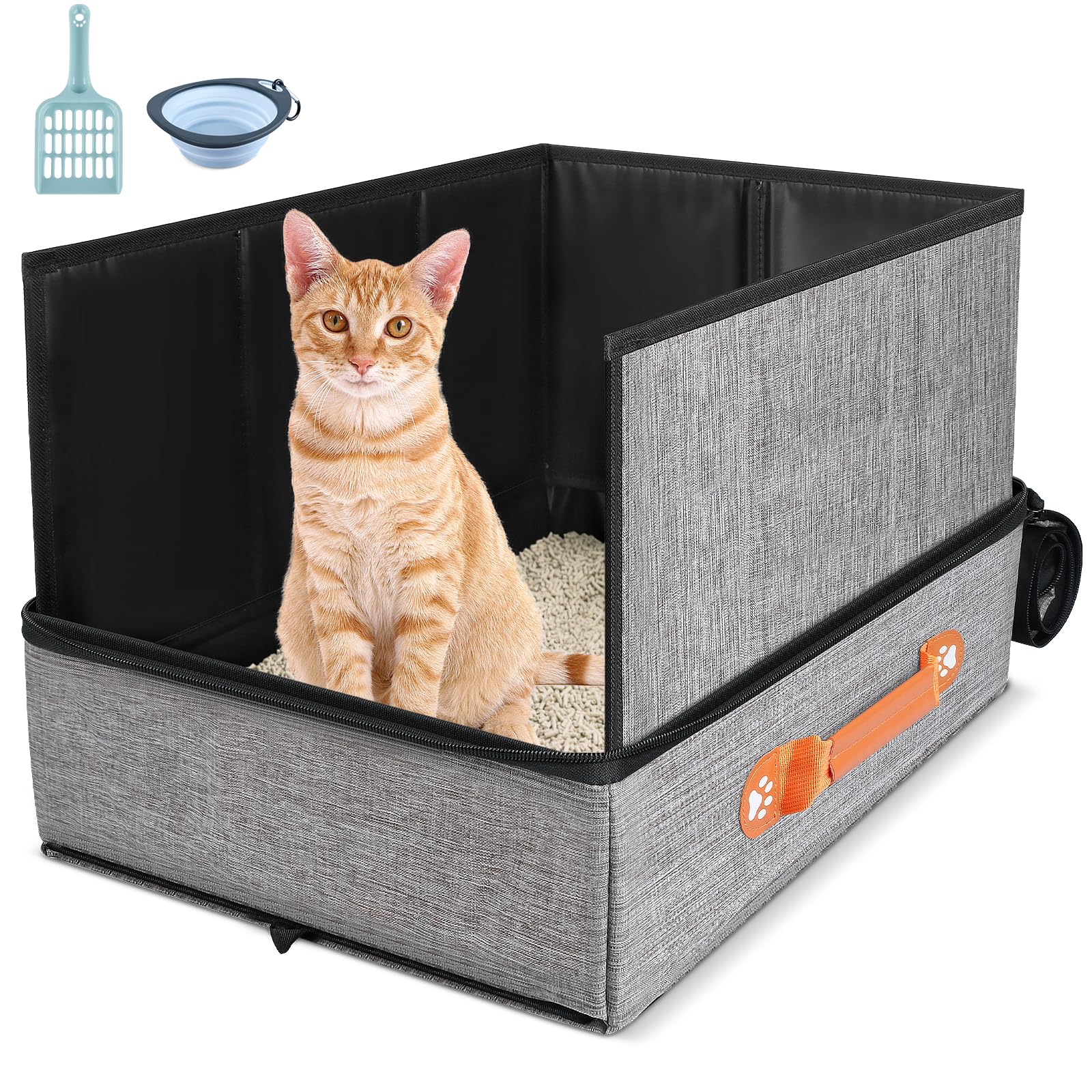 Suzzipaws caja-arena-viaje abierta con amplio espacio para gato