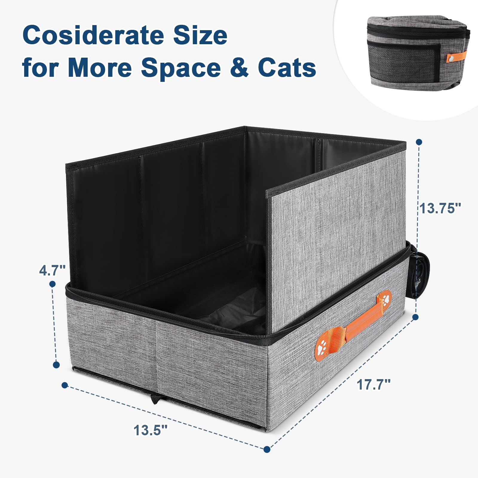 Suzzipaws caja-arena-viaje plegada para almacenamiento compacto
