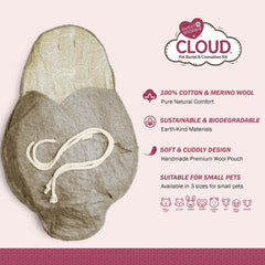 Sweet Goodbye Cloud bolsa de lana merino hecha a mano, uso suave y artesanal.