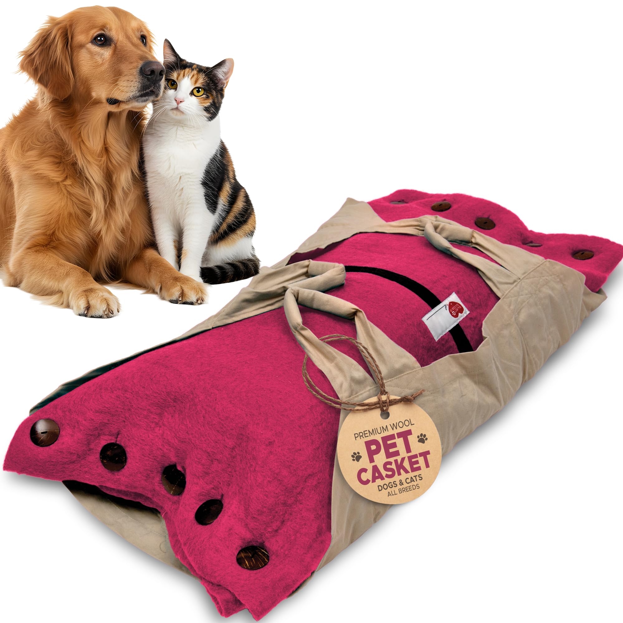 Sweet Goodbye Cocoon: caja para perros y gatos rosa mediano, opción elegante para despedida