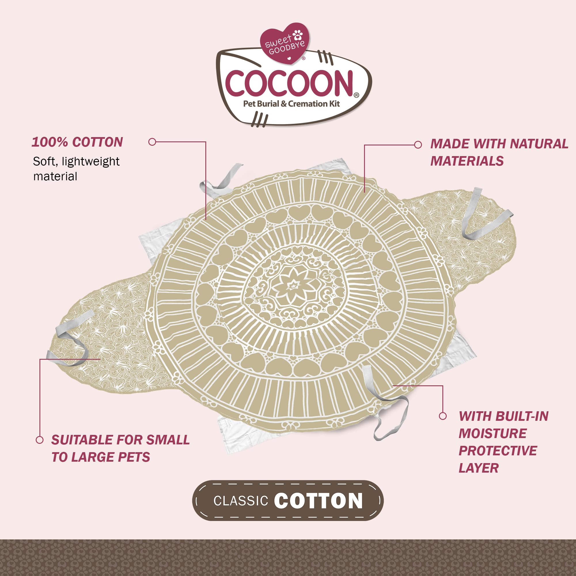 Sweet Goodbye Cocoon: cobertor de algodón suave envolviendo con calidez y dignidad.