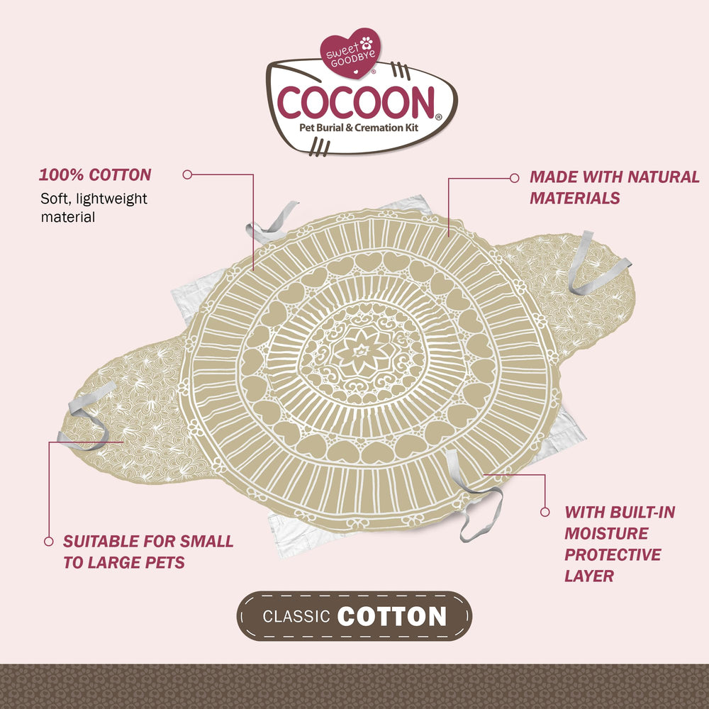Sweet Goodbye Cocoon: cobertor de algodón suave envolviendo con calidez y dignidad.