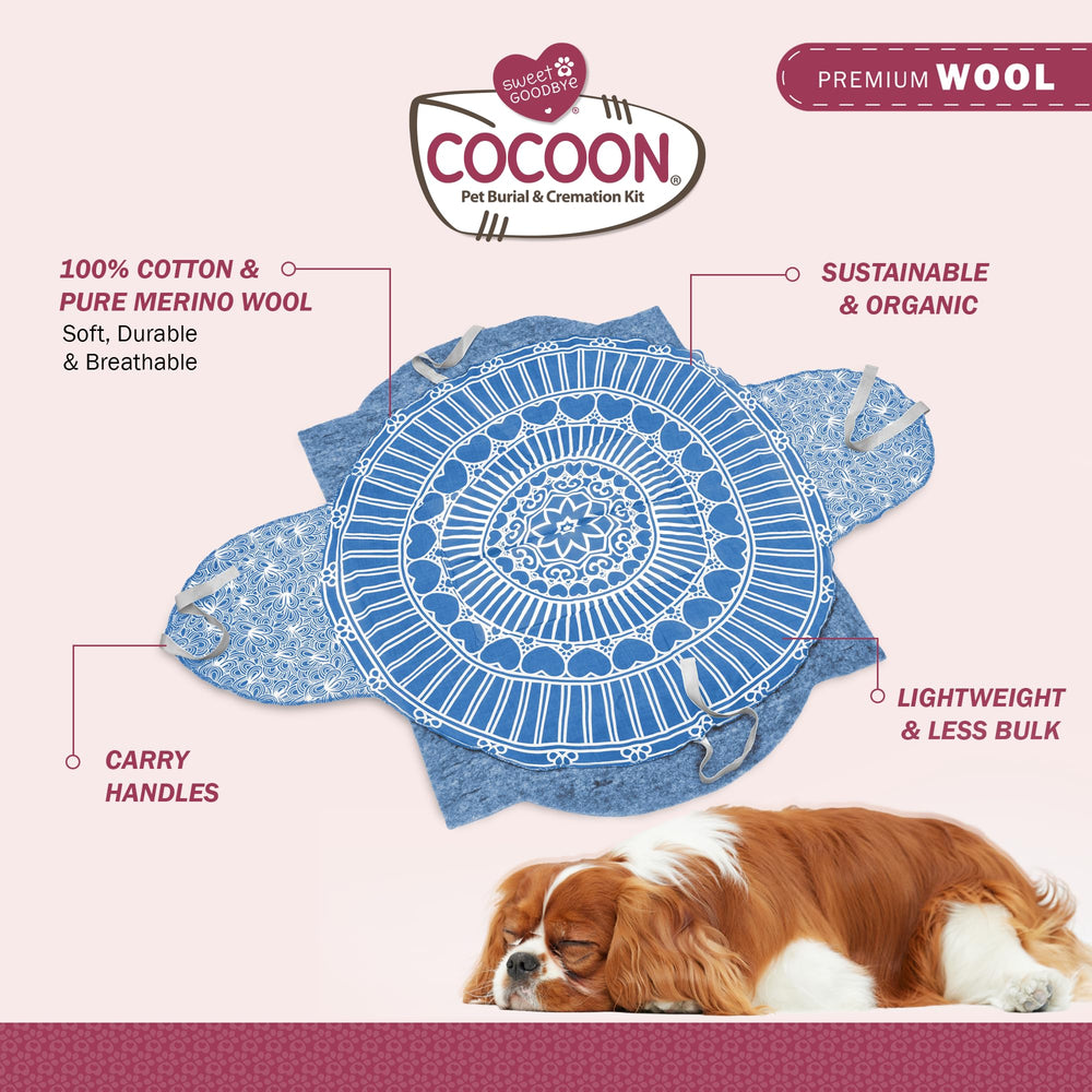 Cocoon Sweet Goodbye, tallas disponibles para perros y gatos.