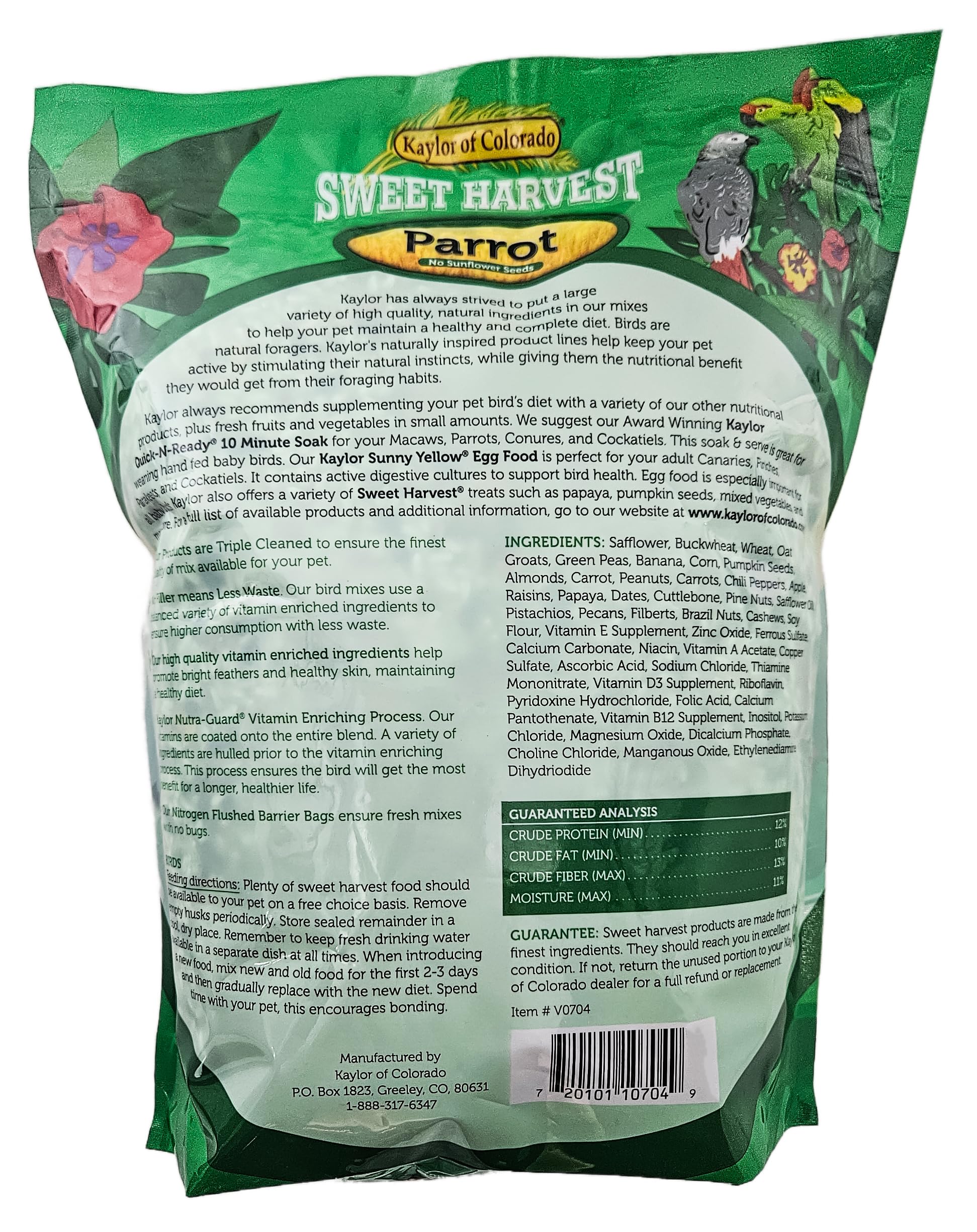 Sweet Harvest alimento natural para loros enriquecido con vitaminas