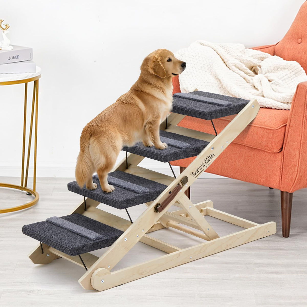 SweetBin escaleras para perro cama y sofá dos en uno, subida suave y estable.