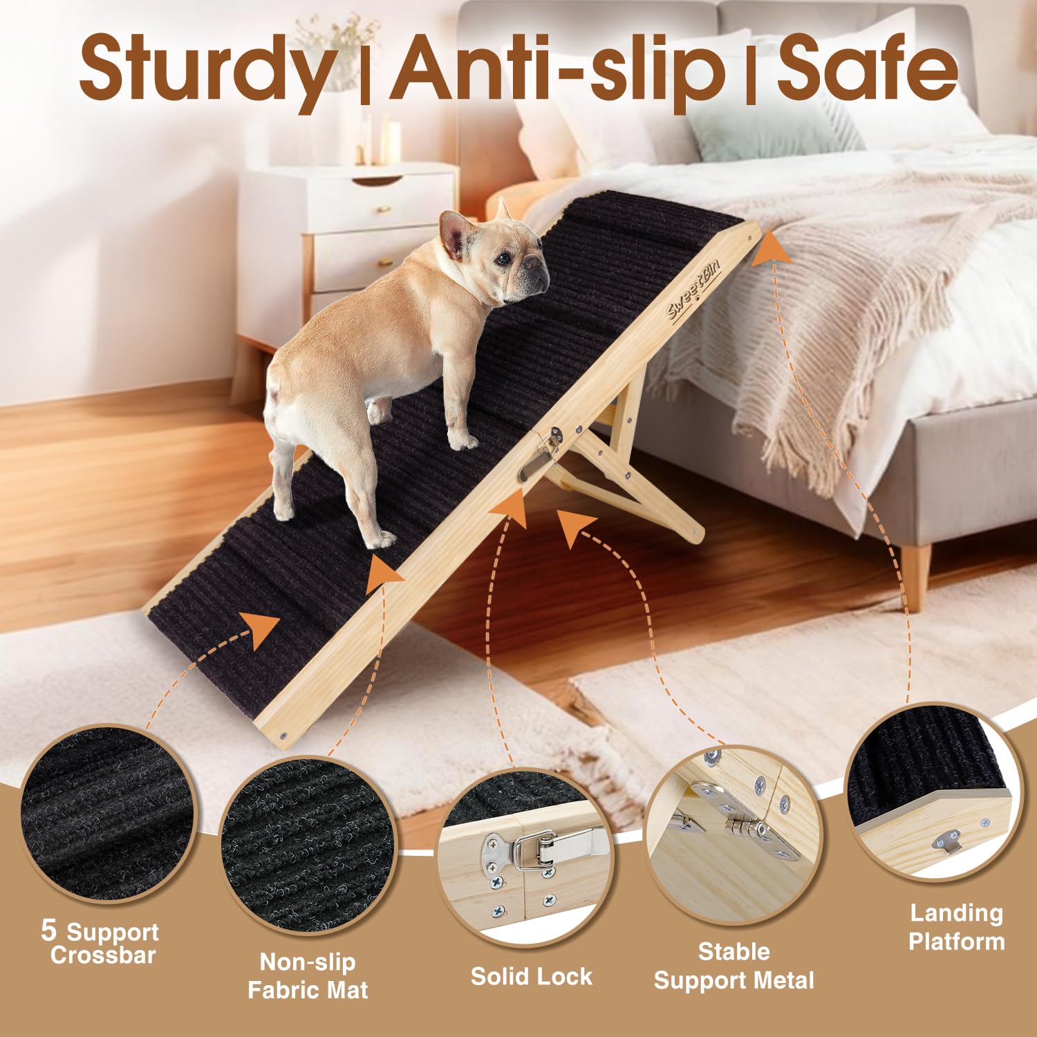 SweetBin rampa para perros: coche portátil para viajes tranquilos.