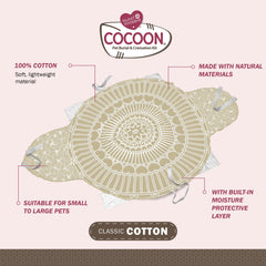 Sweet Goodbye Cocoon cofín acolchado y ajustable para comodidad de tu mascota.