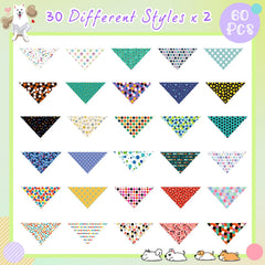 Sweetude bandanas para mascotas, set de 60 piezas, variedad para cualquier ocasión