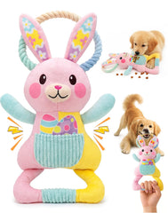 Juguete conejo peluche de Swooflia con estampado de Pascua para perros pequeños y medianos.