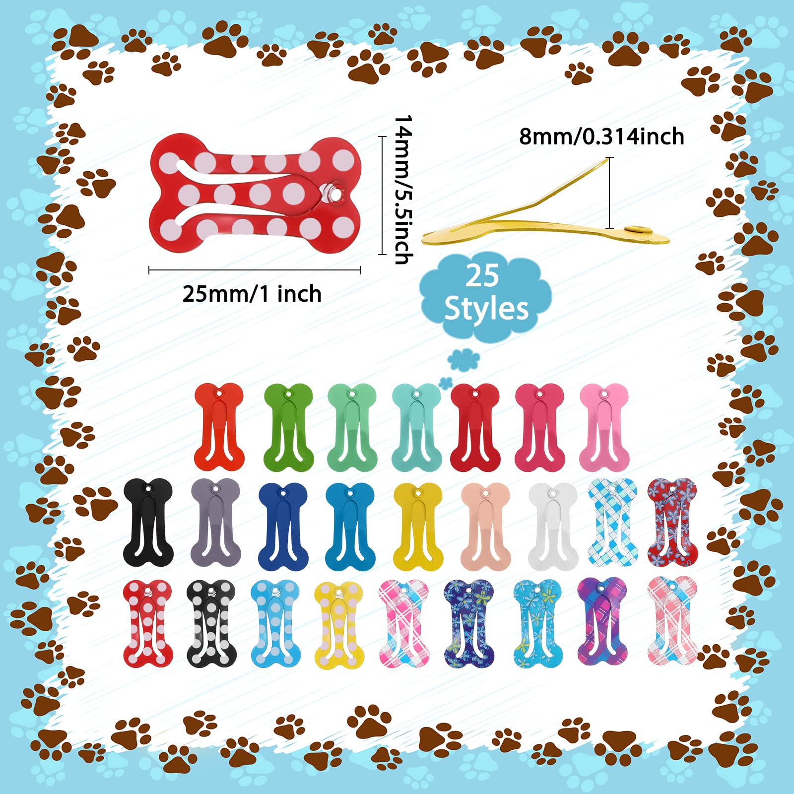 Conjunto de 50 pinzas Syhood para perros y gatos con forma de hueso.