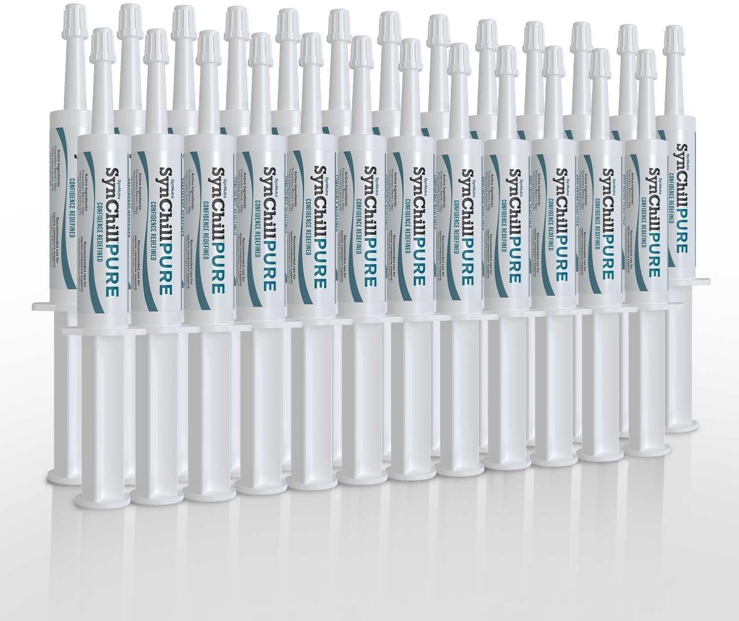 SynNutra Equine SynChill, botella-vertido, apoyo sin sedación para sesiones de entrenamiento.