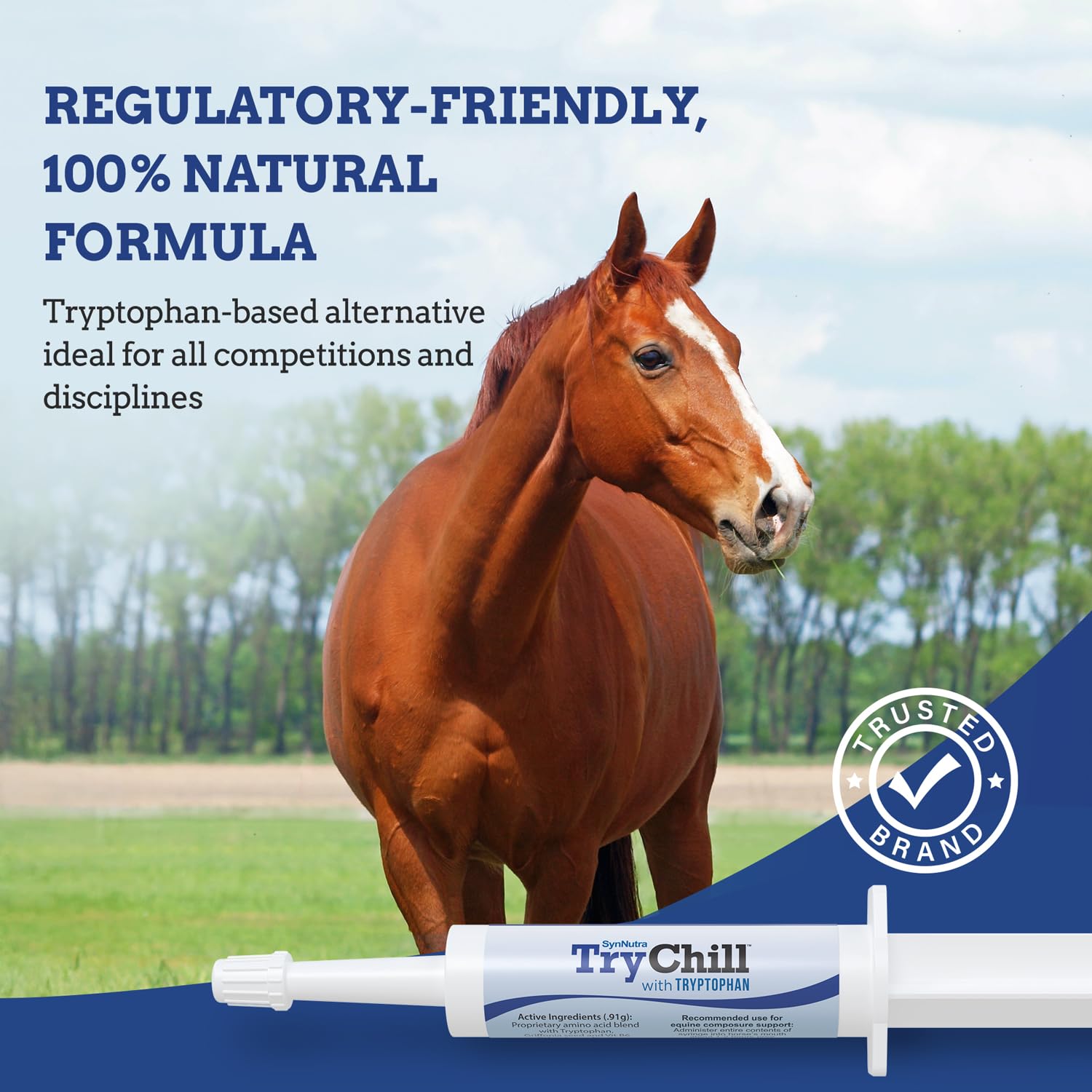 SynNutra Equine TryChill: uso previo al entrenamiento para mantener el enfoque.