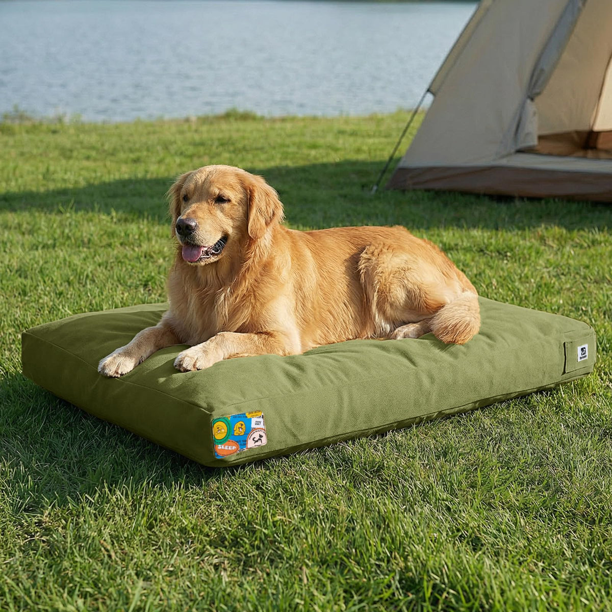 Sytopia cama para perro extragrande en exterior, duradera para uso al aire libre.