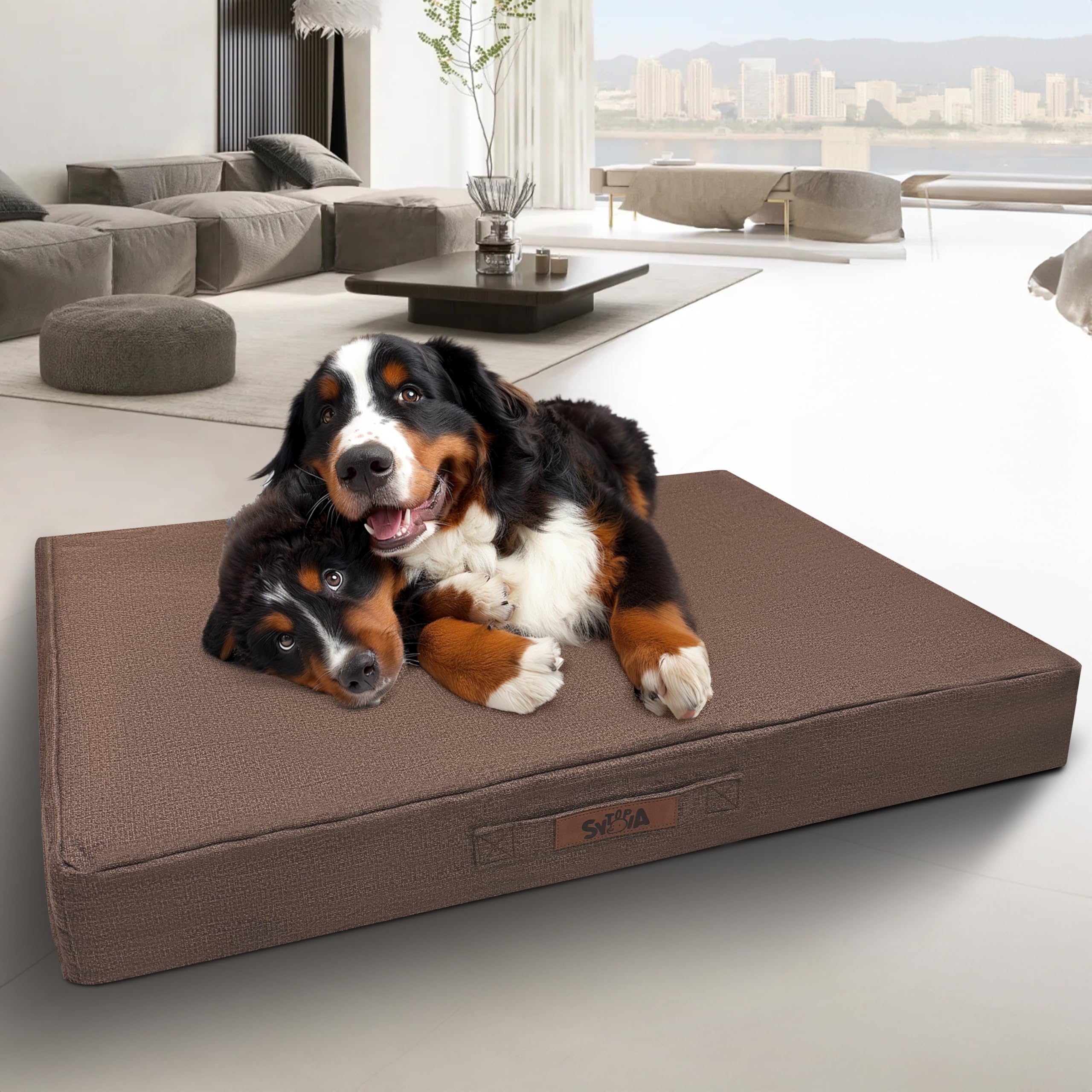 Sytopia cama para perro indestructible de 50 pulgadas con funda impermeable, excelente para derrames