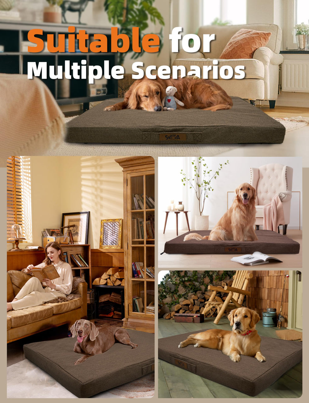 Dimensiones XL 42x29x4 pulgadas para perros grandes de Sytopia.