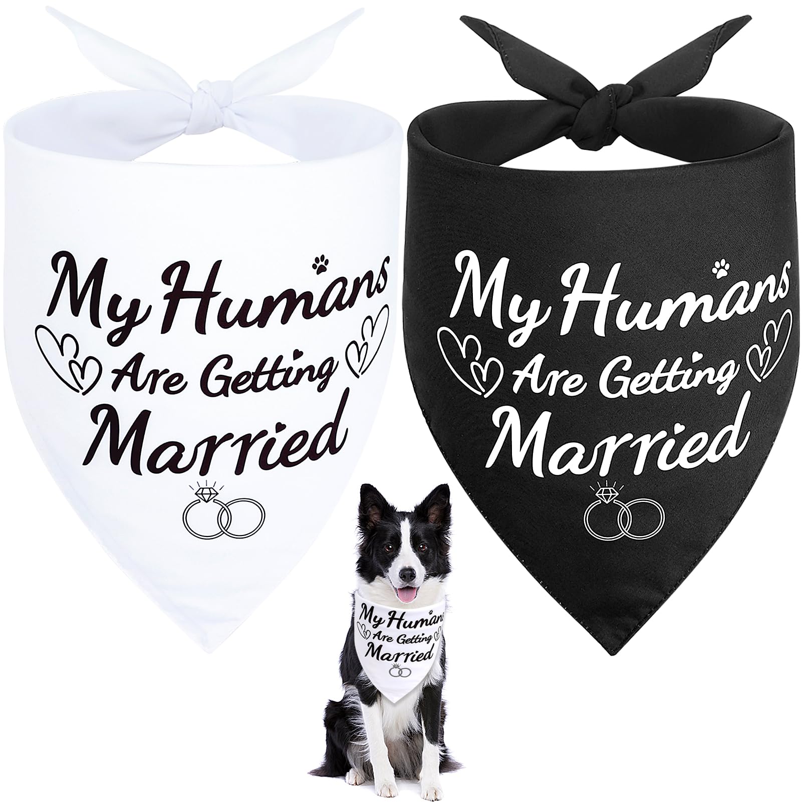 SZEE bandana para perro con diseño de compromiso blanco y negro, ideal para sesión de compromiso