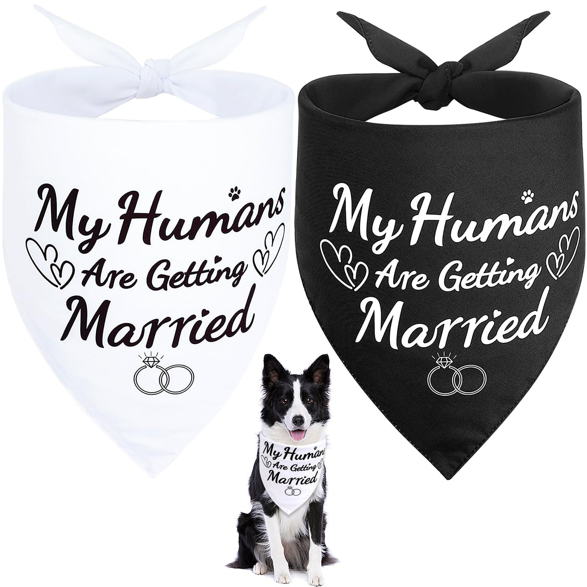 SZEE bandana para perro con diseño de compromiso blanco y negro, ideal para sesión de compromiso