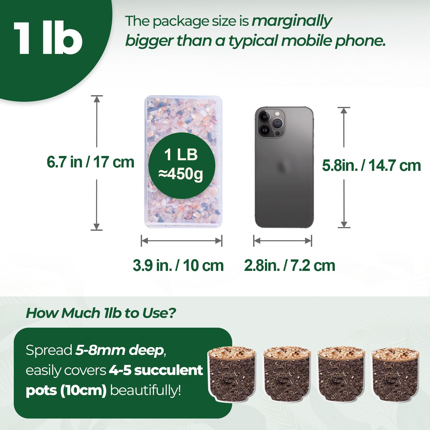 Galet cornaline T4U pour succulentes, ajoutant couleur et contraste.