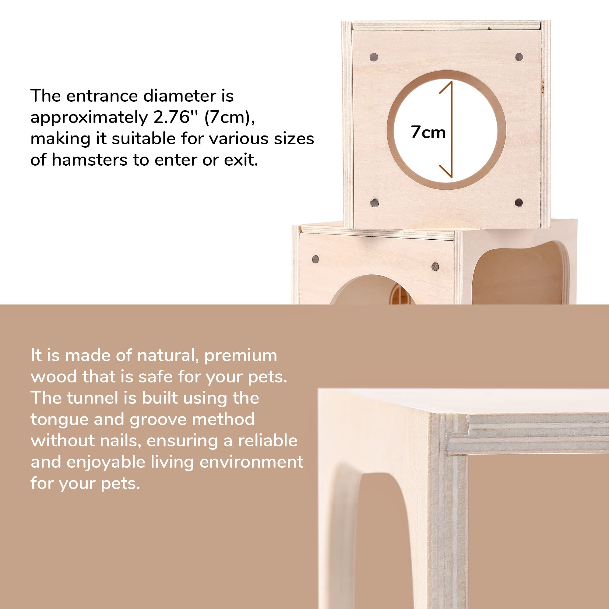 Tafit Madera natural sin clavos, construcción duradera para roedores curiosos.