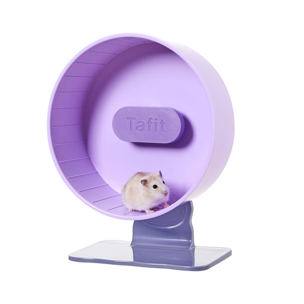 Rueda Tafit silenciosa para hamster, enfoque en diseño y funcionamiento suave.