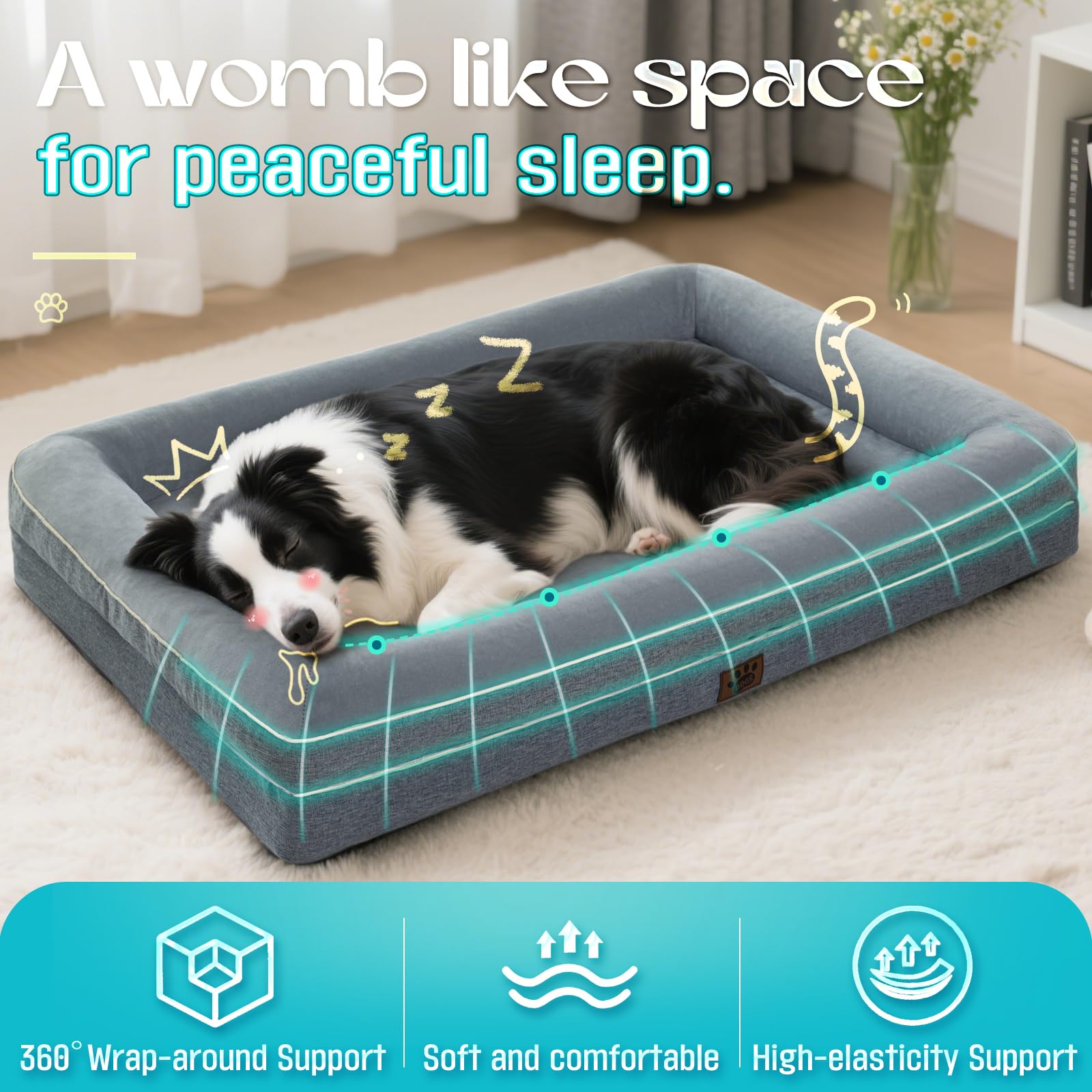 TaiBest cama para perros con base antideslizante para pisos lisos.
