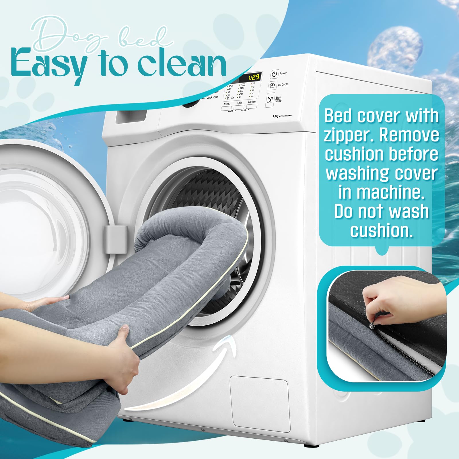 TaiBest funda lavable en lavadora para limpieza rápida.
