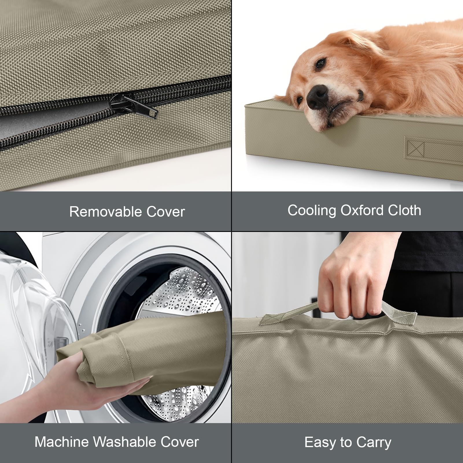 Tail Stories cama XL 44x32 pulgadas color caqui para casa o exterior.