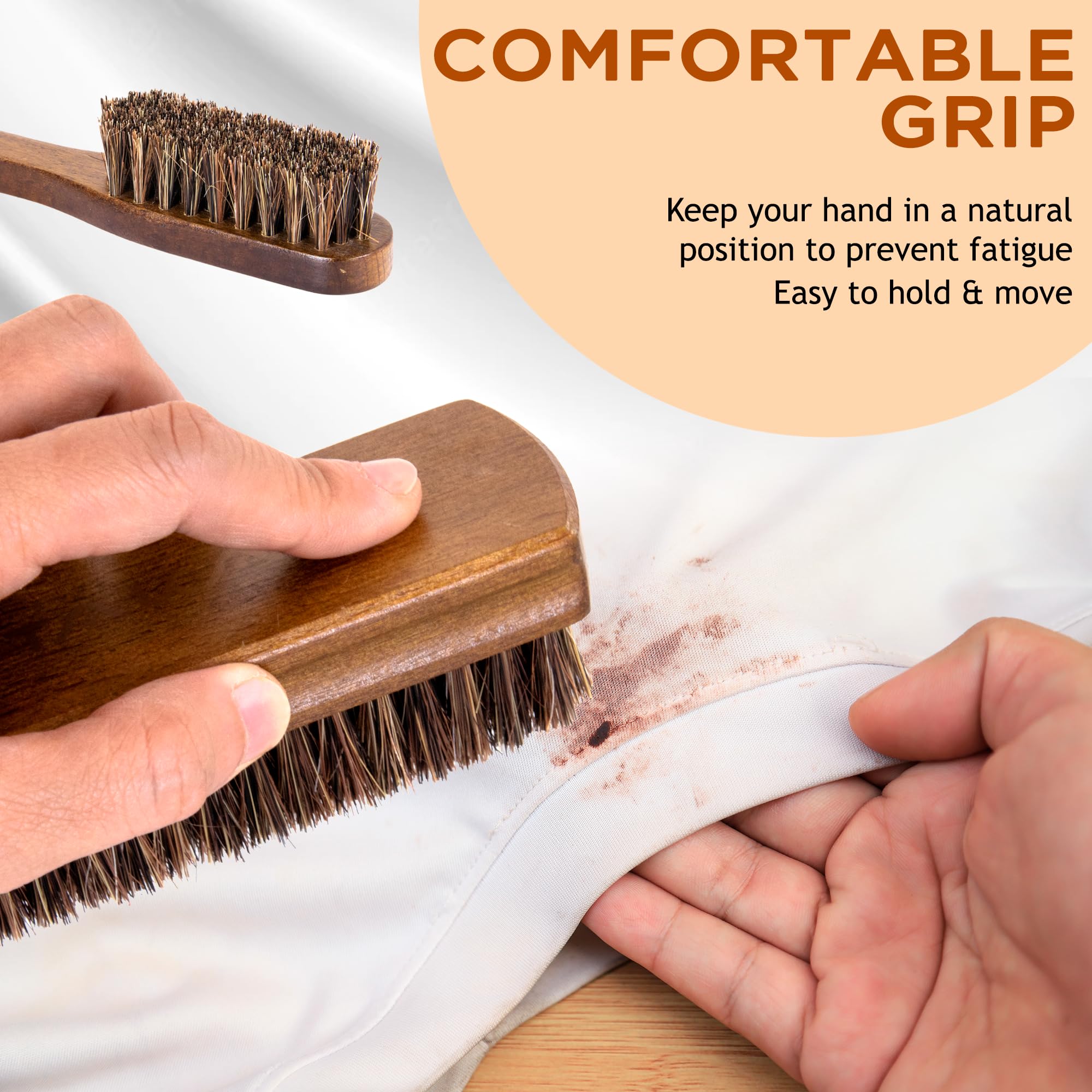 TAKAVU mango de madera ergonómico ofrece control al frotar manchas.
