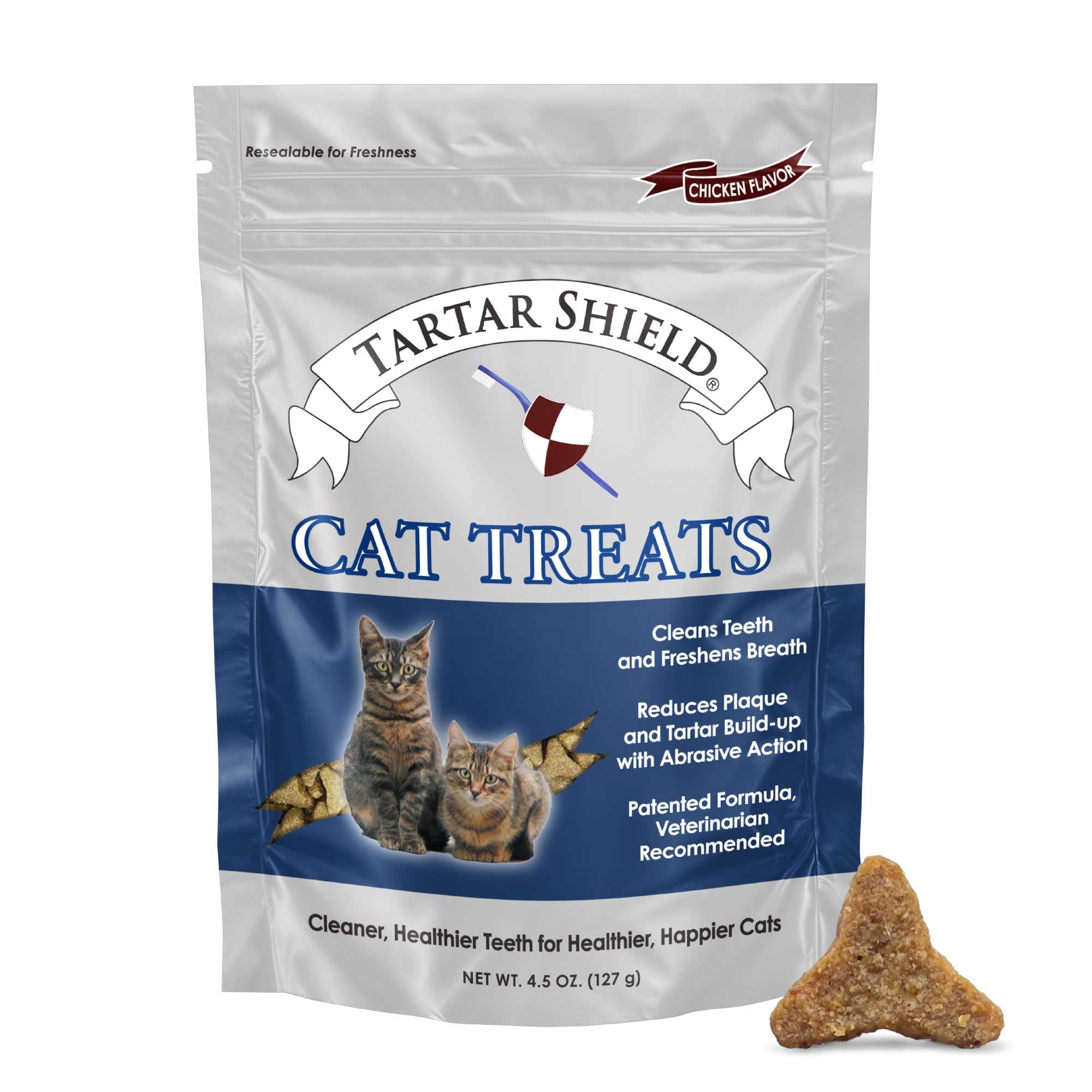 Tartar Shield emballage chat – référence pratique pour friandises dentaires