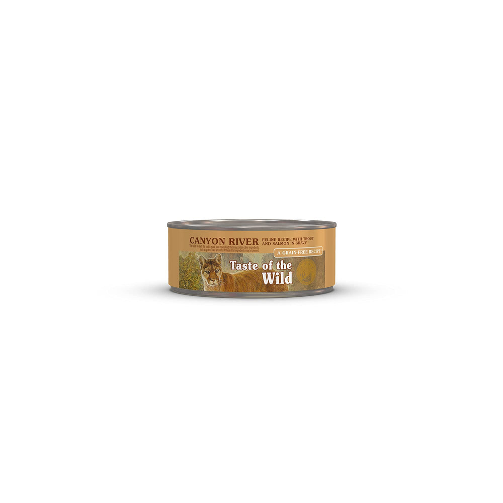 Taste of the Wild Canyon River: lata con trucha y salmón en salsa para gatos.