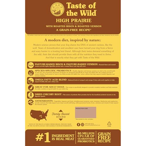 Taste of the Wild High Prairie empaque resaltando bison y venado