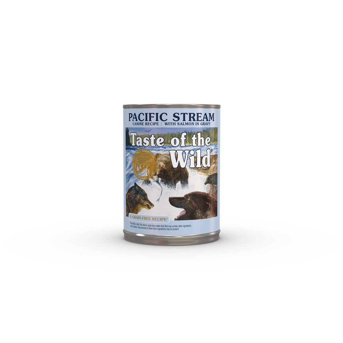 Taste of the Wild Pacific Stream con salmón en salsa, lata de 13.2 oz para perros activos.
