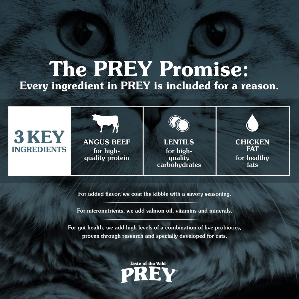 Taste of the Wild Prey Real Meat Angus Beef, dieta apta para todas las etapas de vida felina.