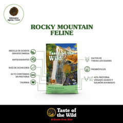 Taste of the Wild Rocky Mountain: fórmula sin granos, fabricado en EE. UU., para digestión equilibrada.