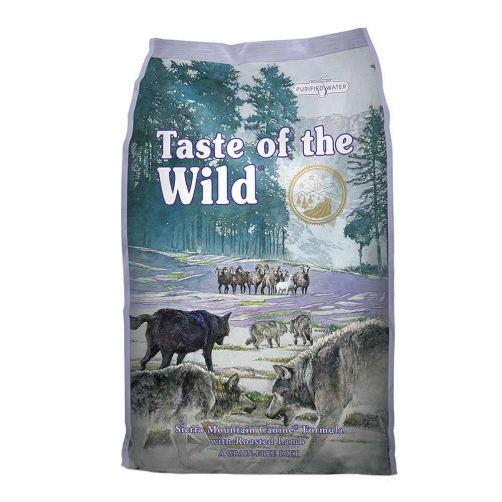 Taste of the Wild Sierra Mountain envase de alimento para perro con antioxidantes naturales.