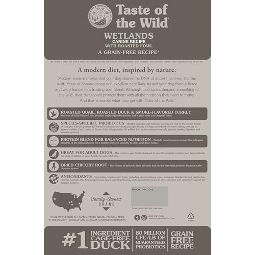 Taste of the Wild Wetlands pato asado, aroma apetitoso para perros.