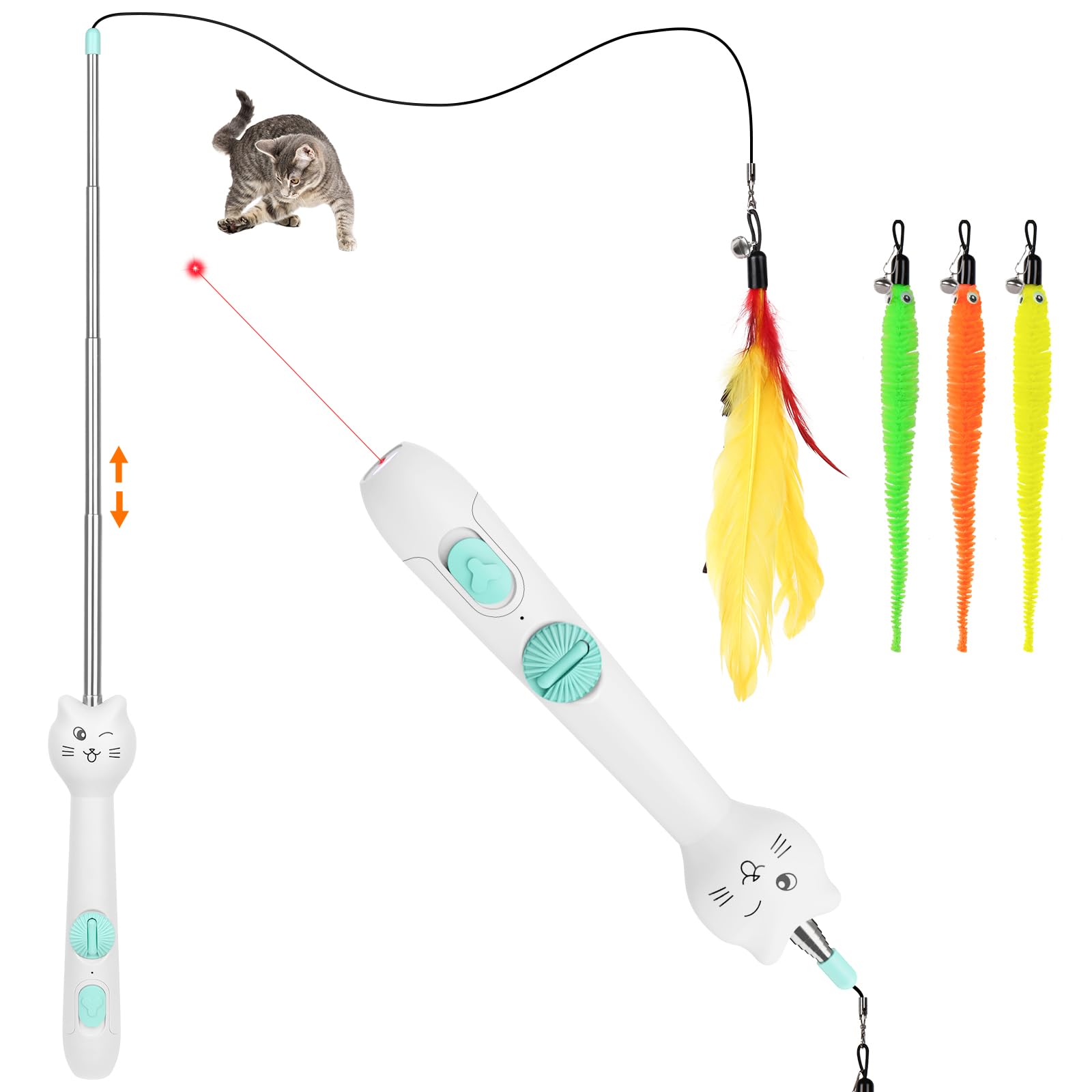 TBTeek: juguete para gatos con luz y caña para juego interior.