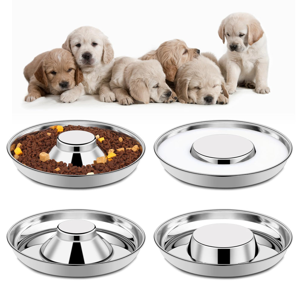 Tchrules tazones acero inoxidable para cachorros, conjunto de cuatro, duraderos para uso diario.