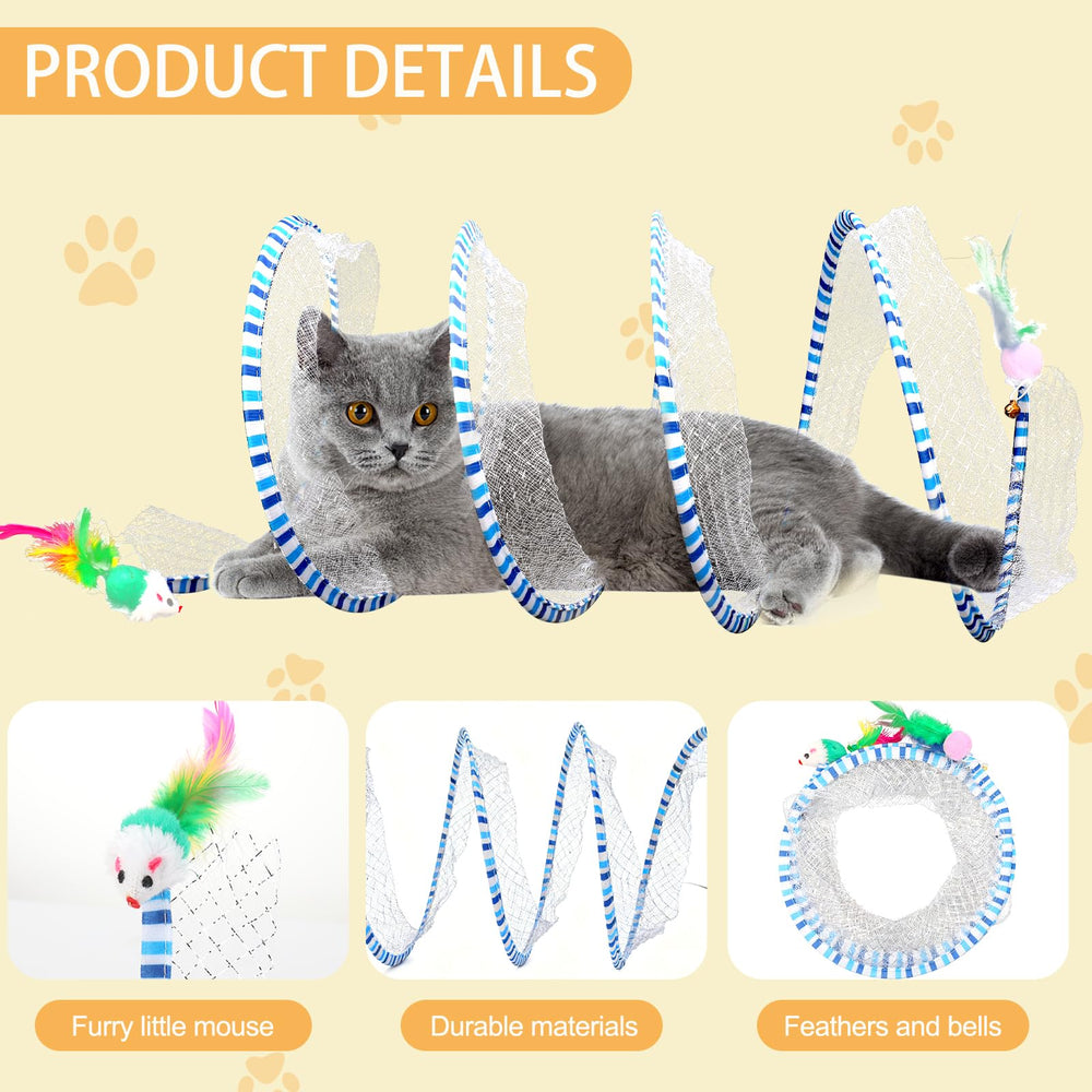 TEASIK túnel felino con pluma y campana, estimula curiosidad y juego.