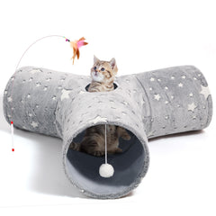 Tempcore túnel para gatos 3 vías colapsable, ideal para juego interactivo y exploración.