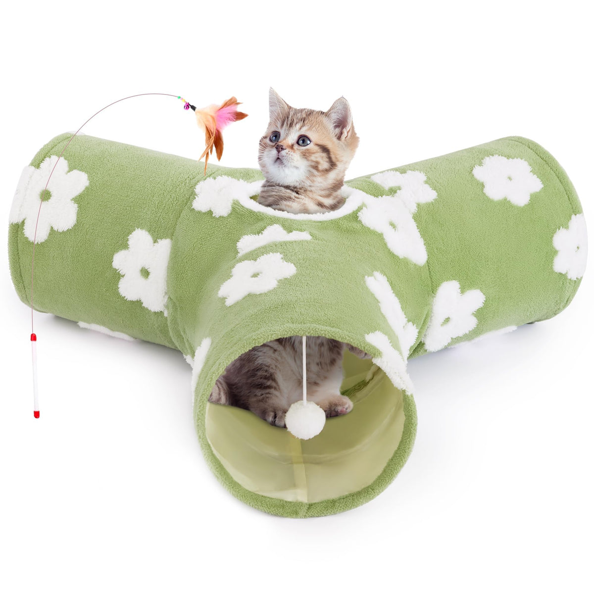 Tempcore túnel para gatos Flannel con tres vías para juego dinámico.