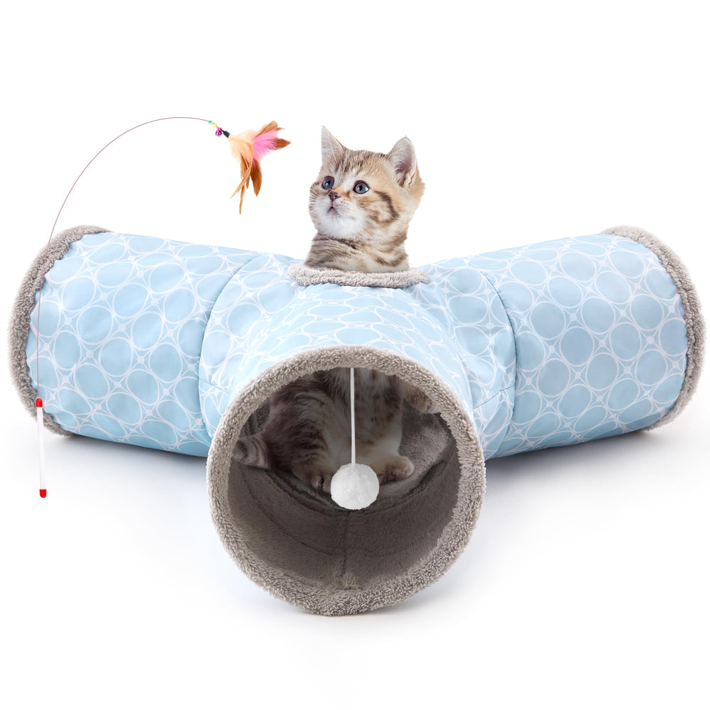 Tempcore túnel para gatos tres vías plegable para juego interactivo en casa