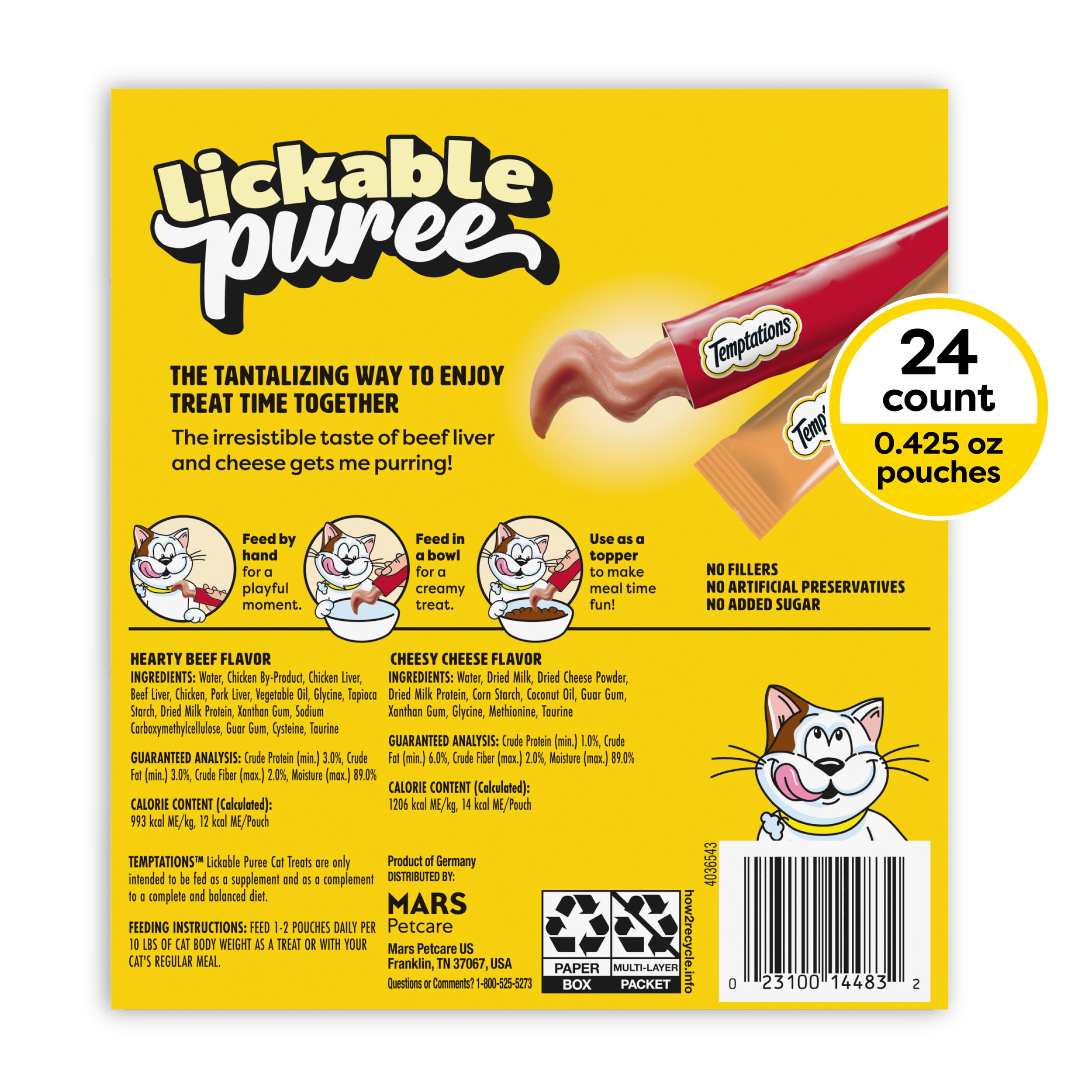 Temptations puré cremoso en tubo higado-res-queso, uso a mano para premiar.