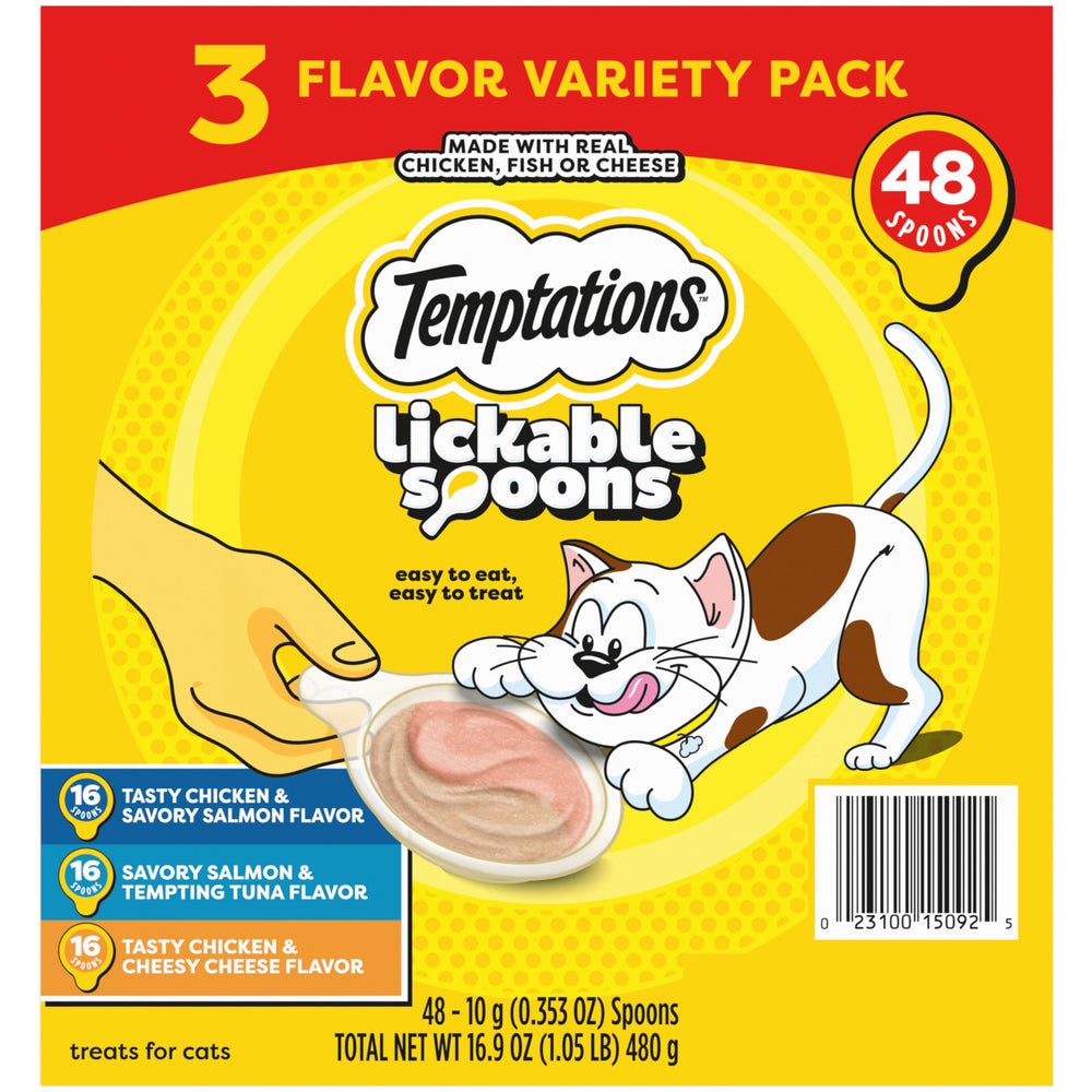 Temptations Cucharas Lickables: dos sabores irresistibles en una cuchara para gatos