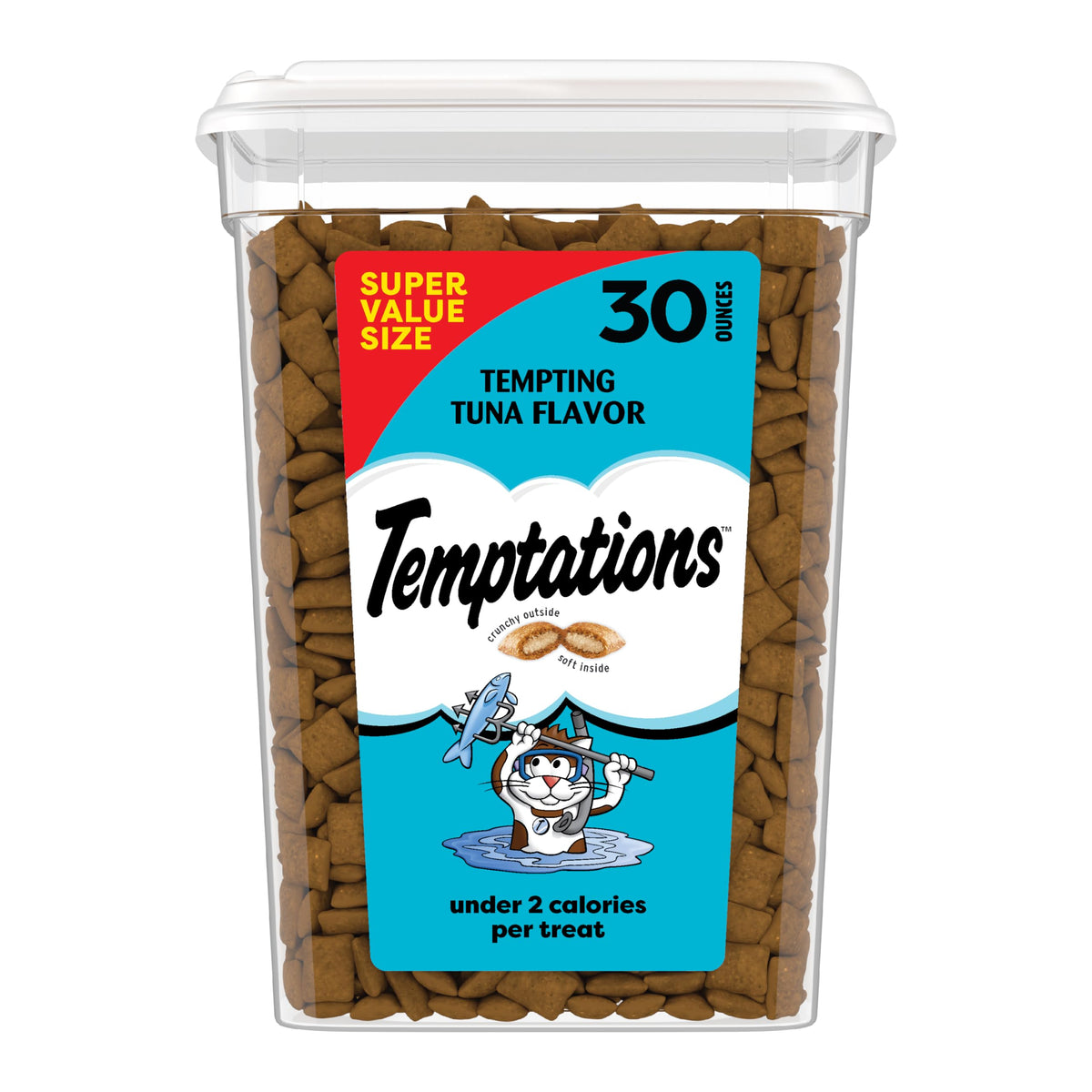 Temptations: golosinas de atún crujientes y suaves para gatos.