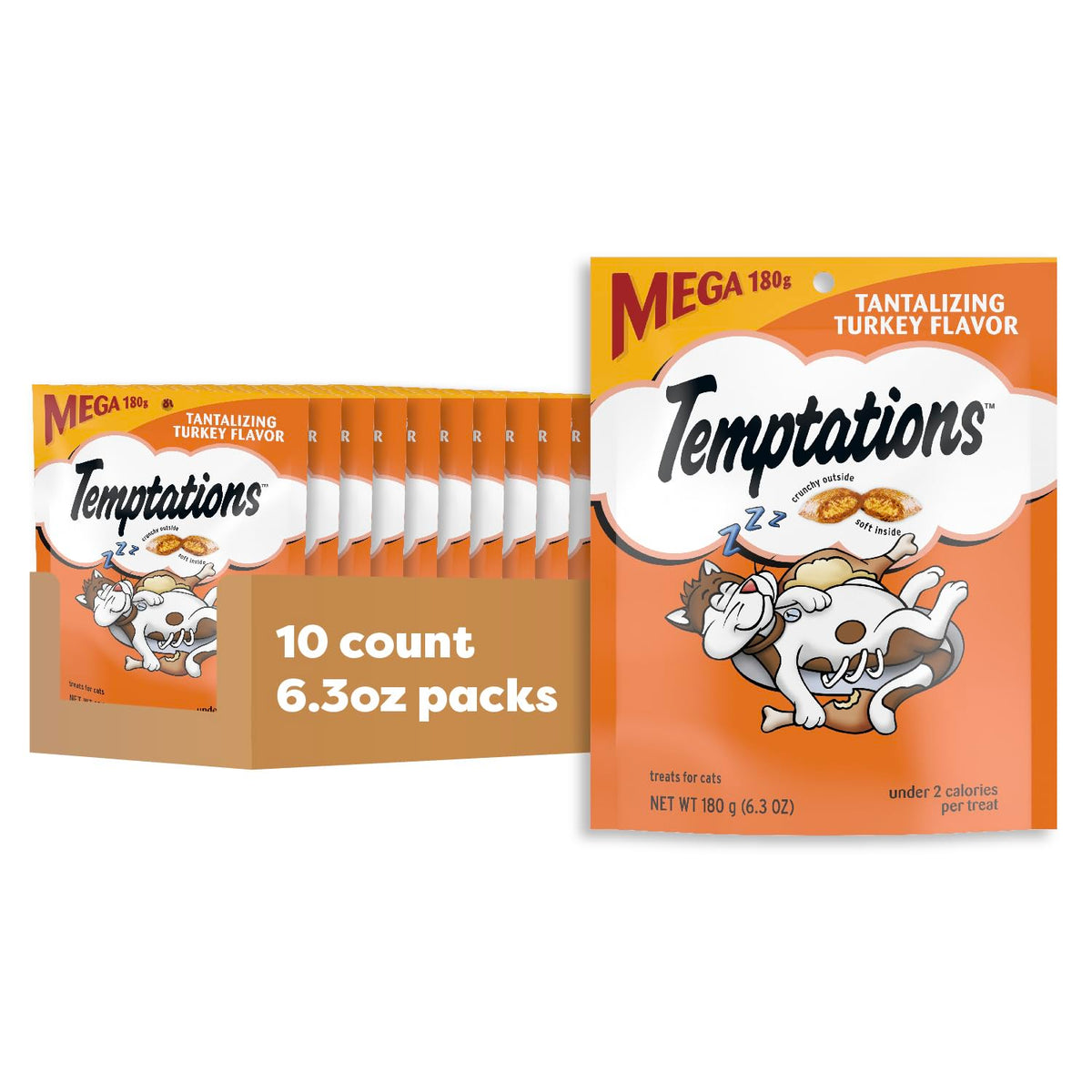 Temptations gatos, premio-crujiente exterior y suave interior para premiar