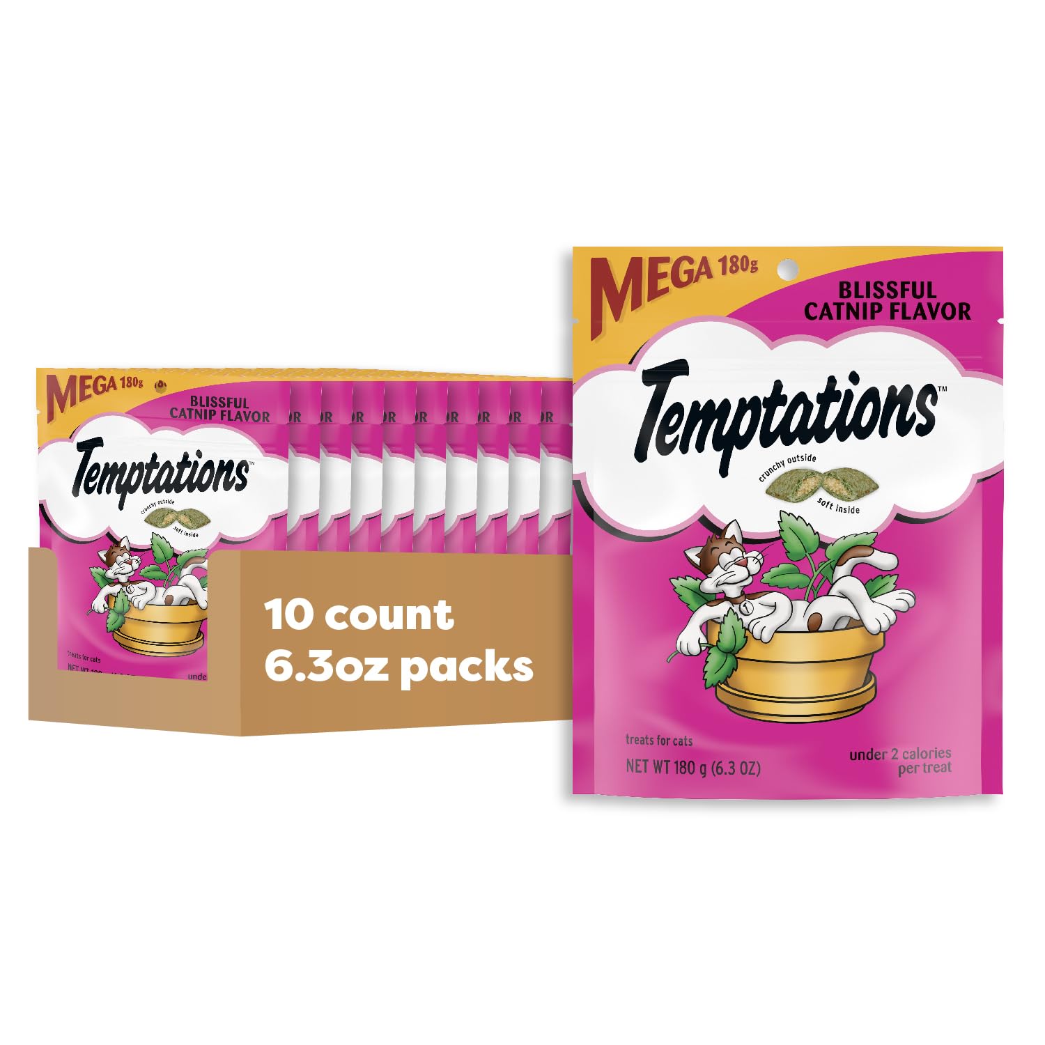 Temptations gatas con hierba gatera crujientes: premi sabroso con textura doble.